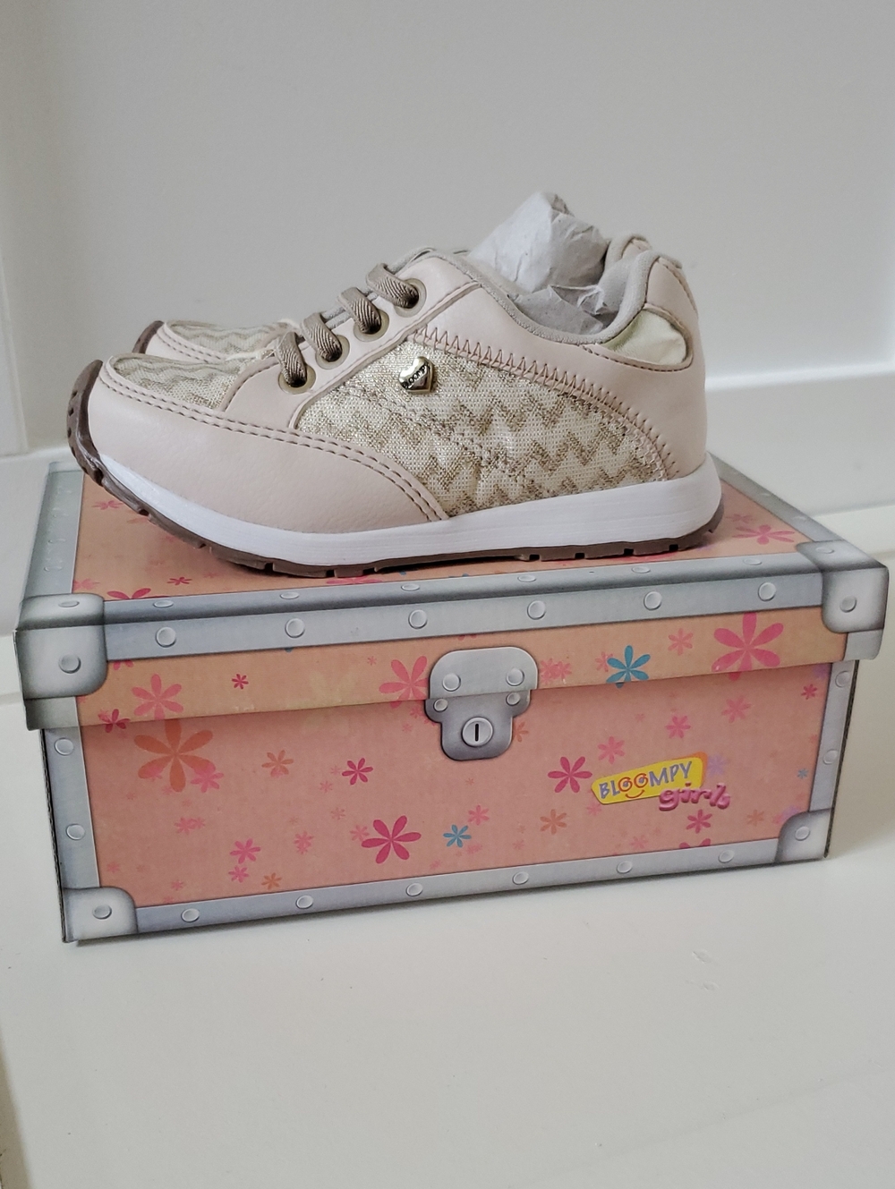 Girl's Tan And Gold Metallic Fashion Sneakers
